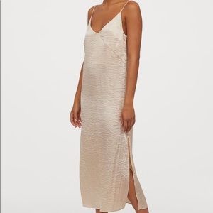 Beige satin slip dress from h&m